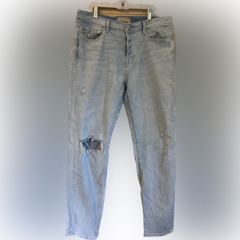 7 For All Mankind Womens Denim Light Wash High Rise Boyfriend Jeans Size 31